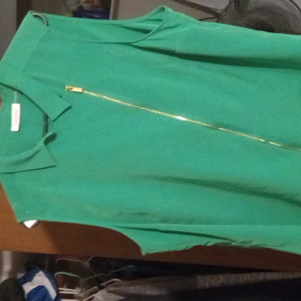 Green, sleeveless dressy casual top from Calvin Klein